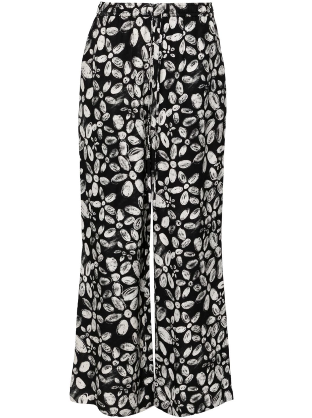 Floral Printed Pull-On Pants - Black #4