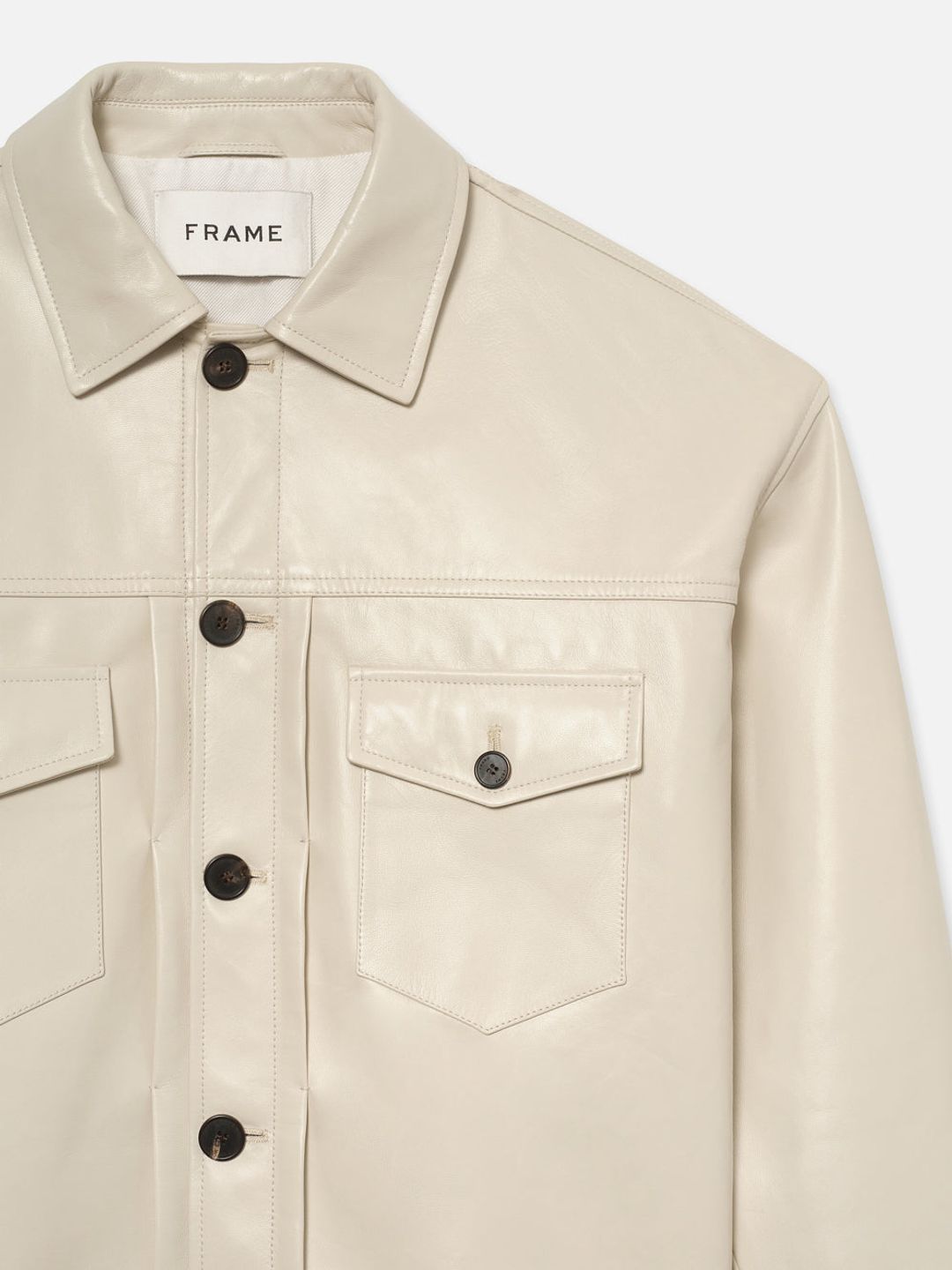 Leather Trucker Jacket -- White Canvas