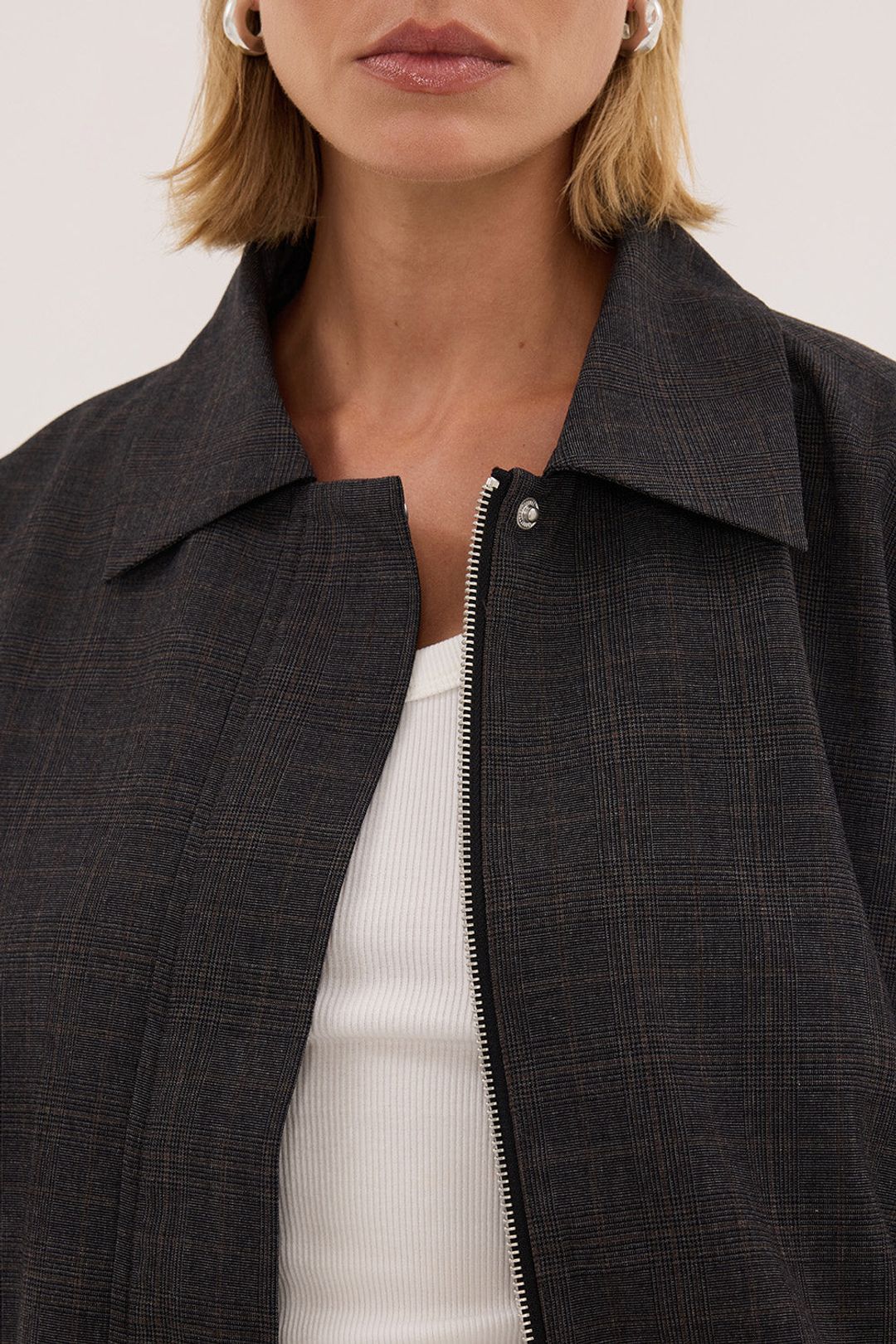 MARCO GREY PLAID BOMBER JACKET #5