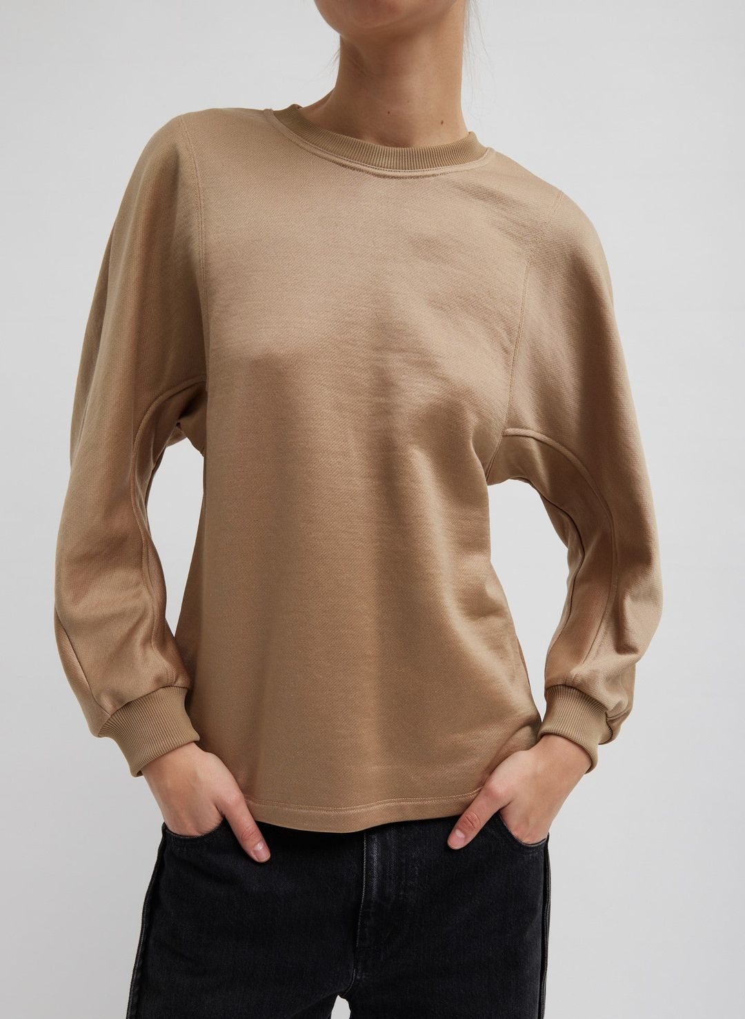 Silk Terry Sculpted Sleeve Slim Sweatshirt