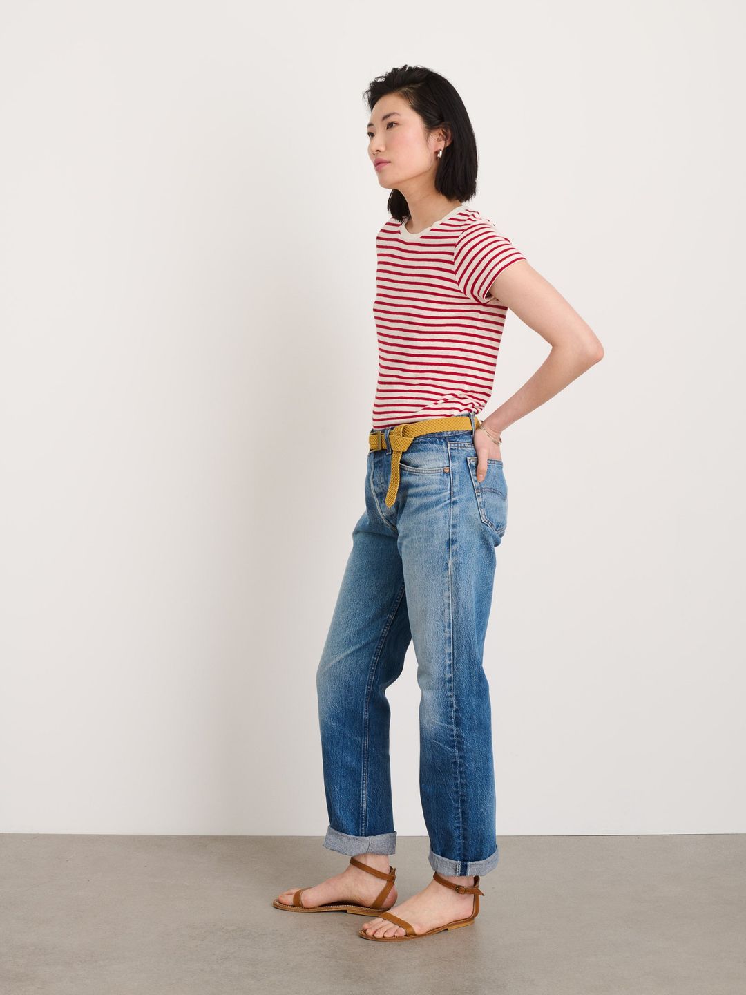 Prospect Striped Tee in Linen #5