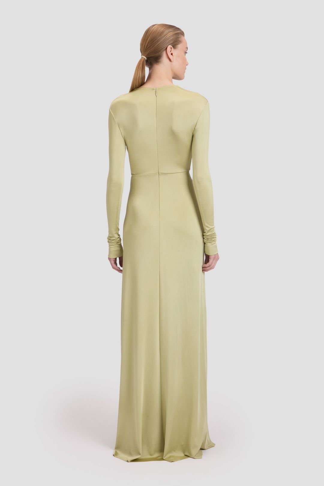 Embellished Deep V-Neck Gown In Pistachio #5
