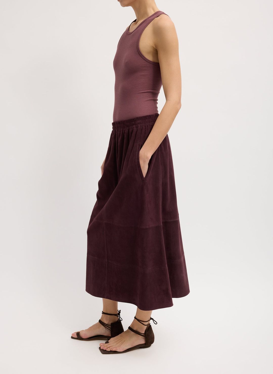 Cassiterite Suede Pull On Full Skirt