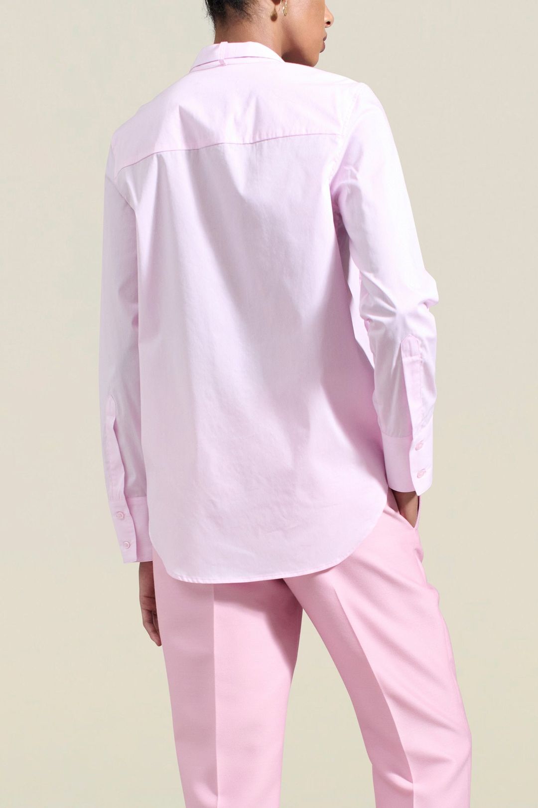 Esme Tuxedo Shirt in Pink Stretch Poplin #3