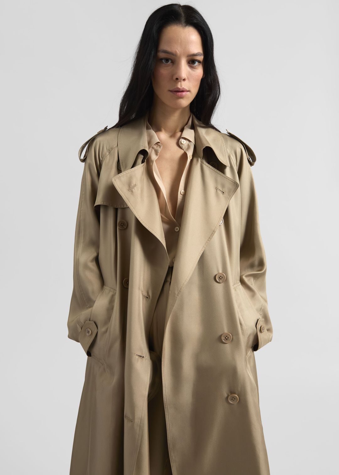Veyron Silk Trench - Beige