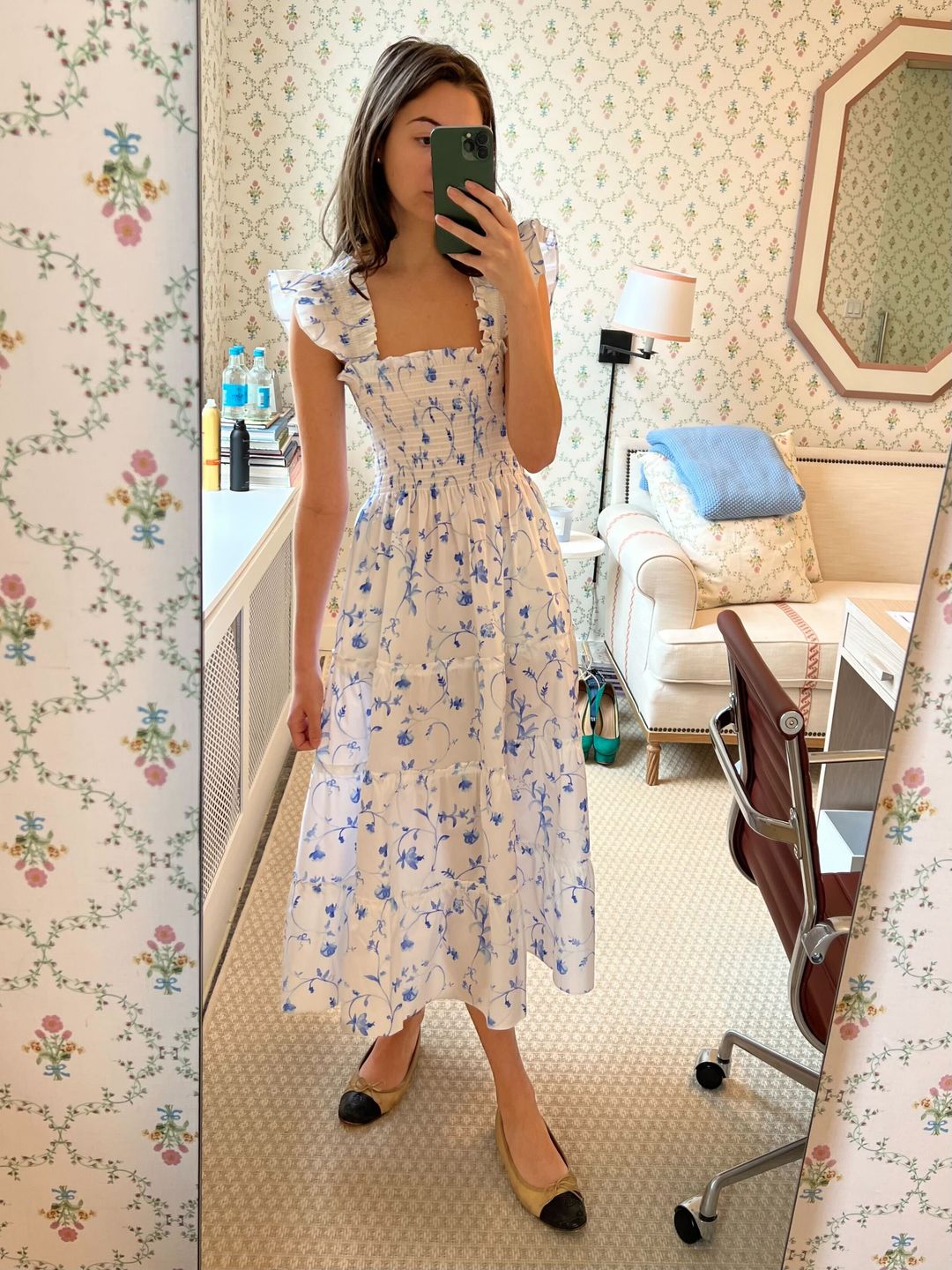 The Ellie Nap Dress - Blue Botanical #2