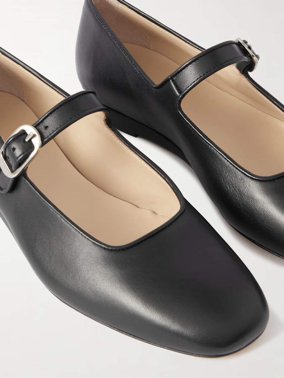 Leather-trim mesh Mary Jane ballet flats #4