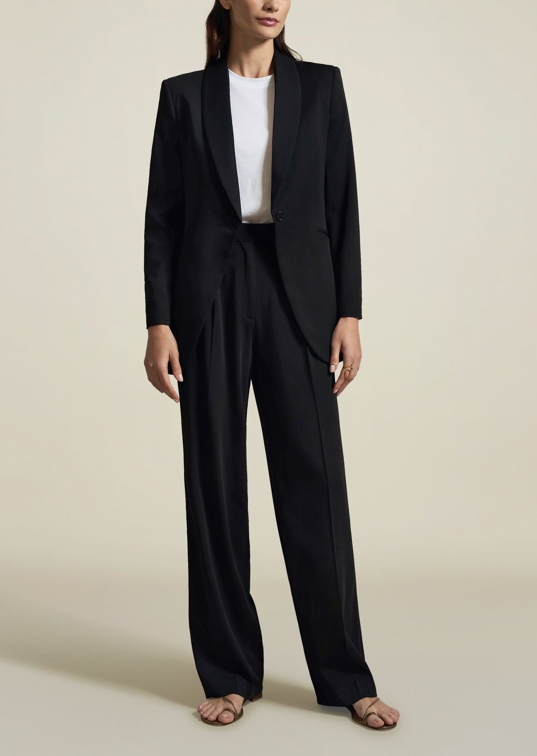 Mia Shawl Collar Blazer in Black Sporty Suiting