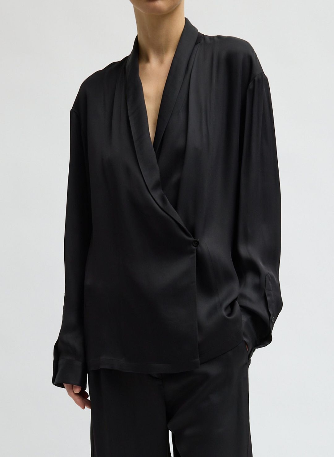Eco Acetate Viscose Wrap Shirt Jacket