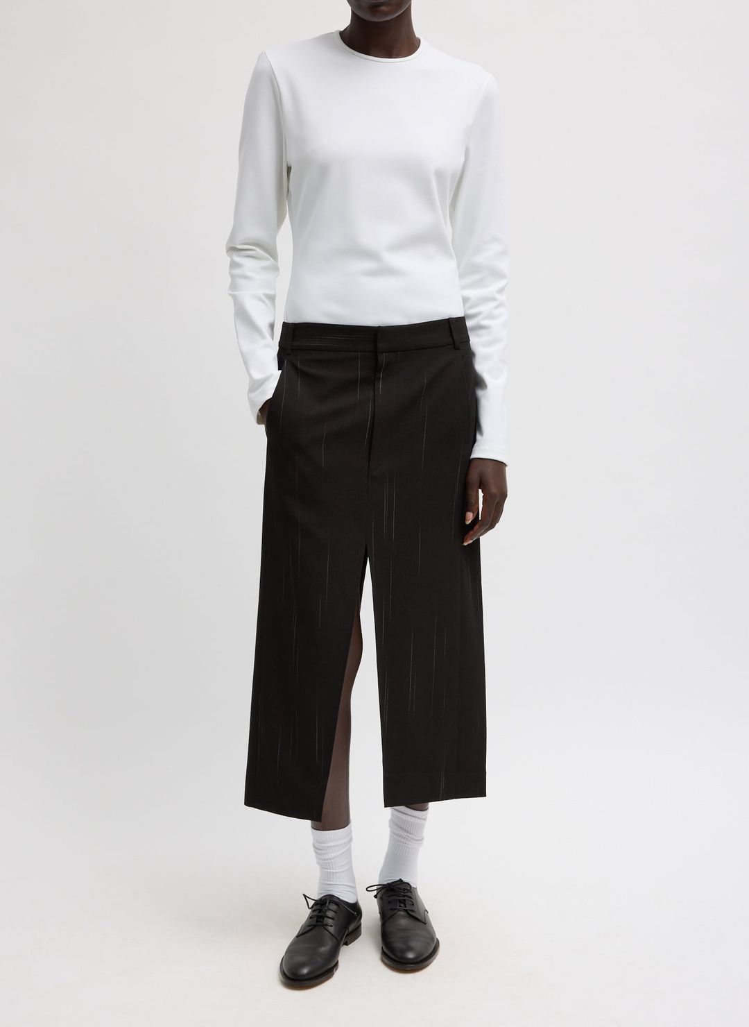 Viscose Suiting Midi Trouser Skirt