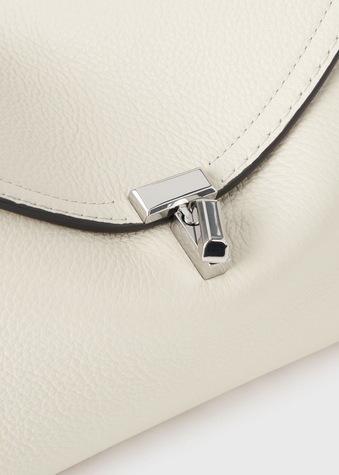 T-lock grained-leather clutch milk #8
