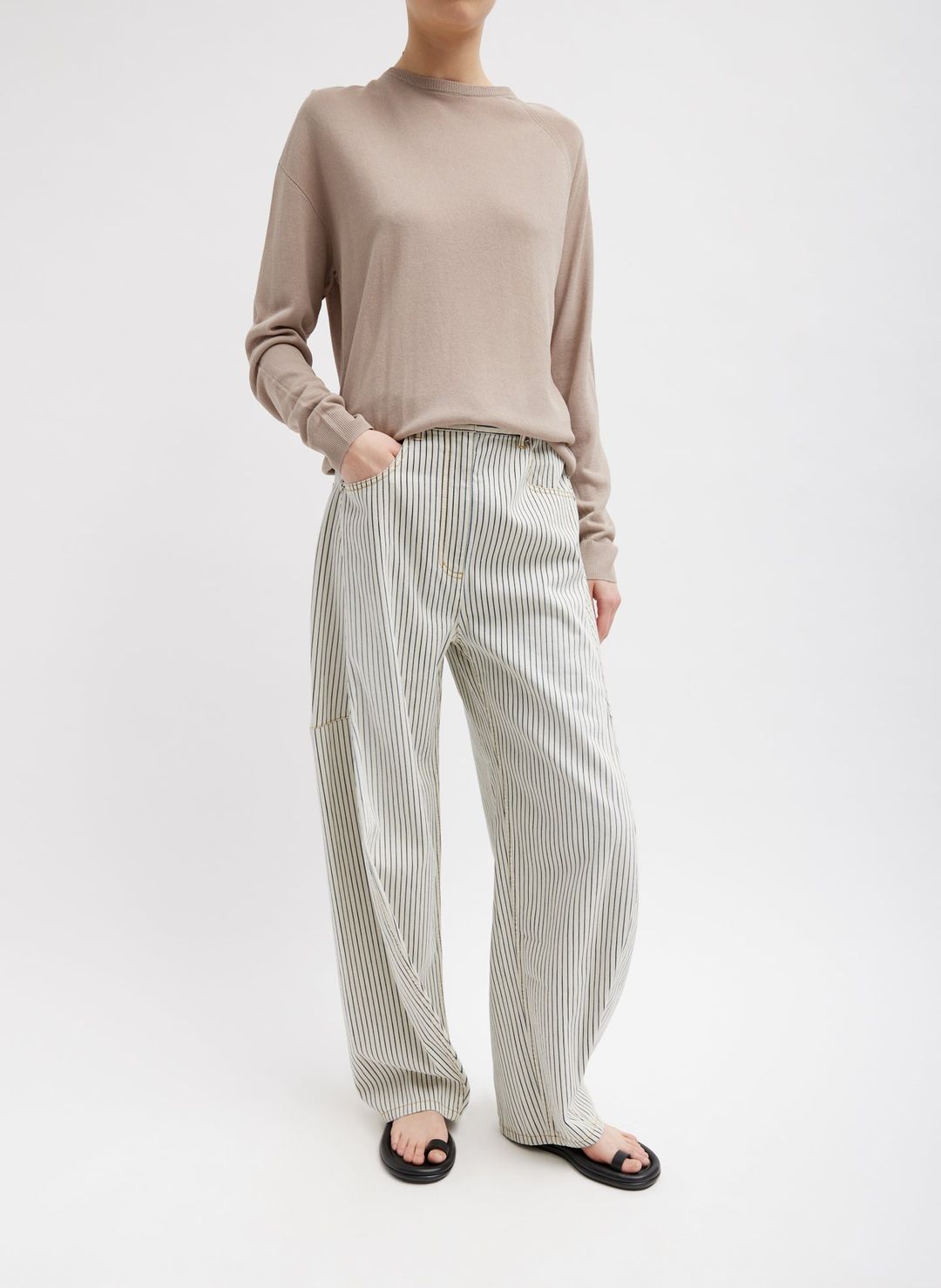 Stone Washed Striped Denim Sid Jean