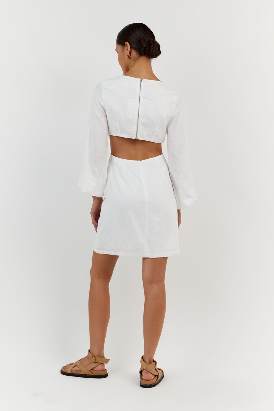 TINA WHITE LINEN MINI DRESS #4