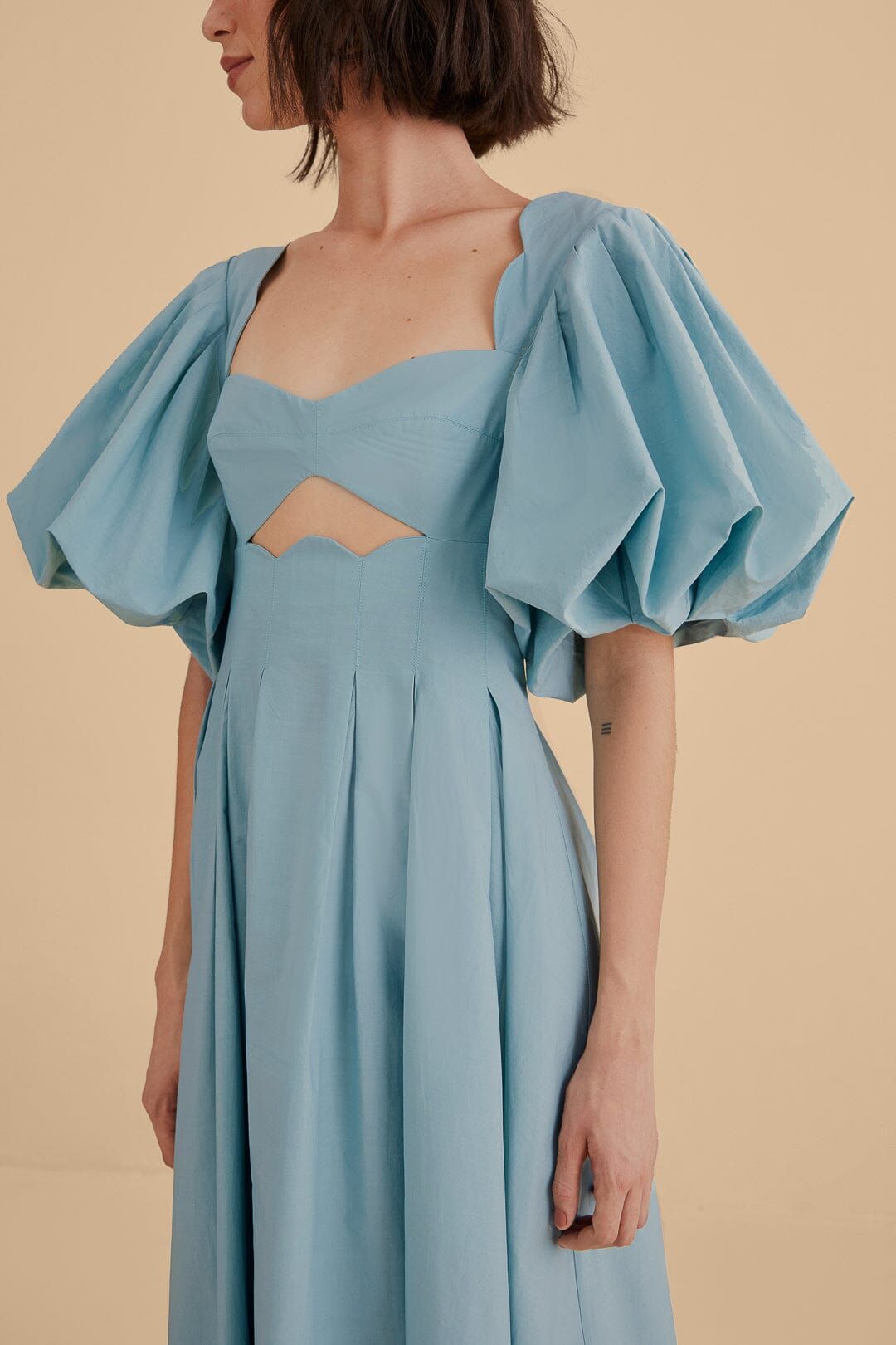 Grey Blue Cut Out Midi Dress #5