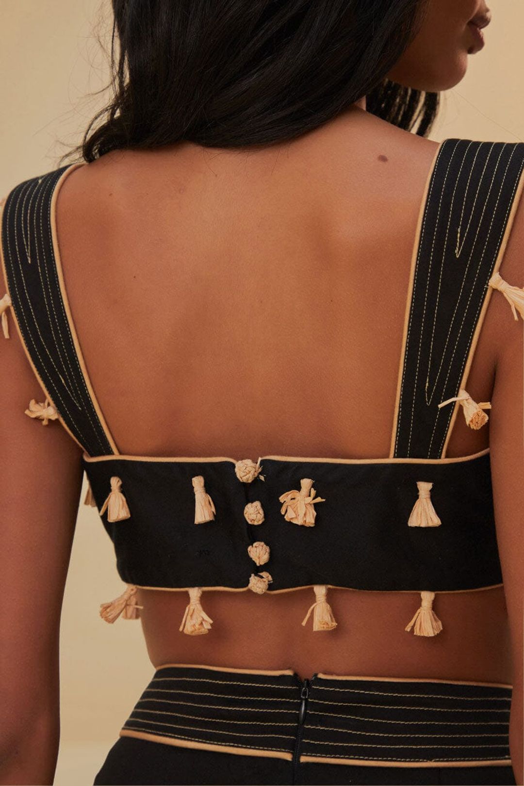 Black Raffia Fringe Top #5