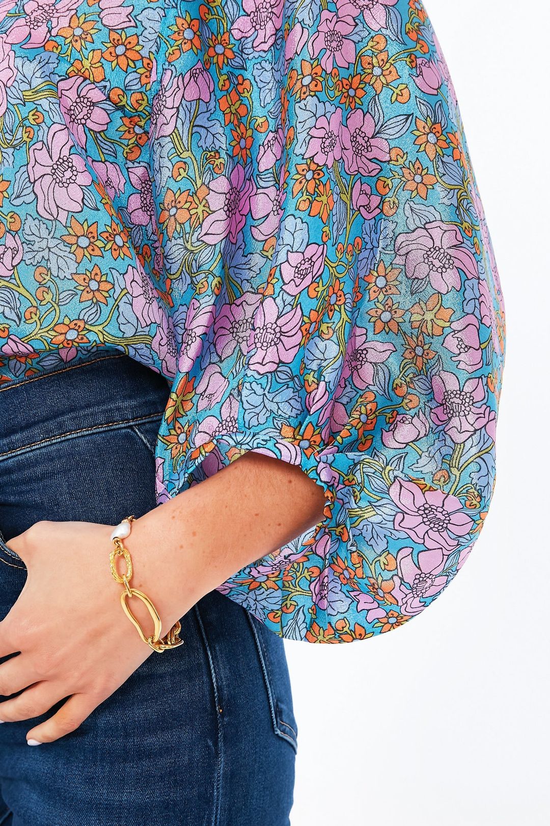 Blue Flowerscape Martha Blouse #4