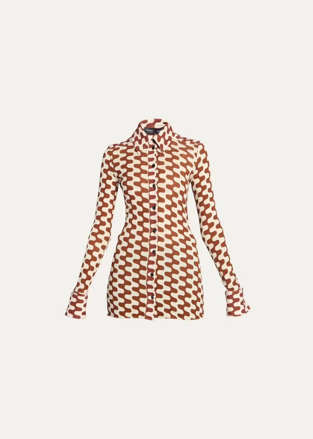 Matte Jersey Shirt in Zigzag Print