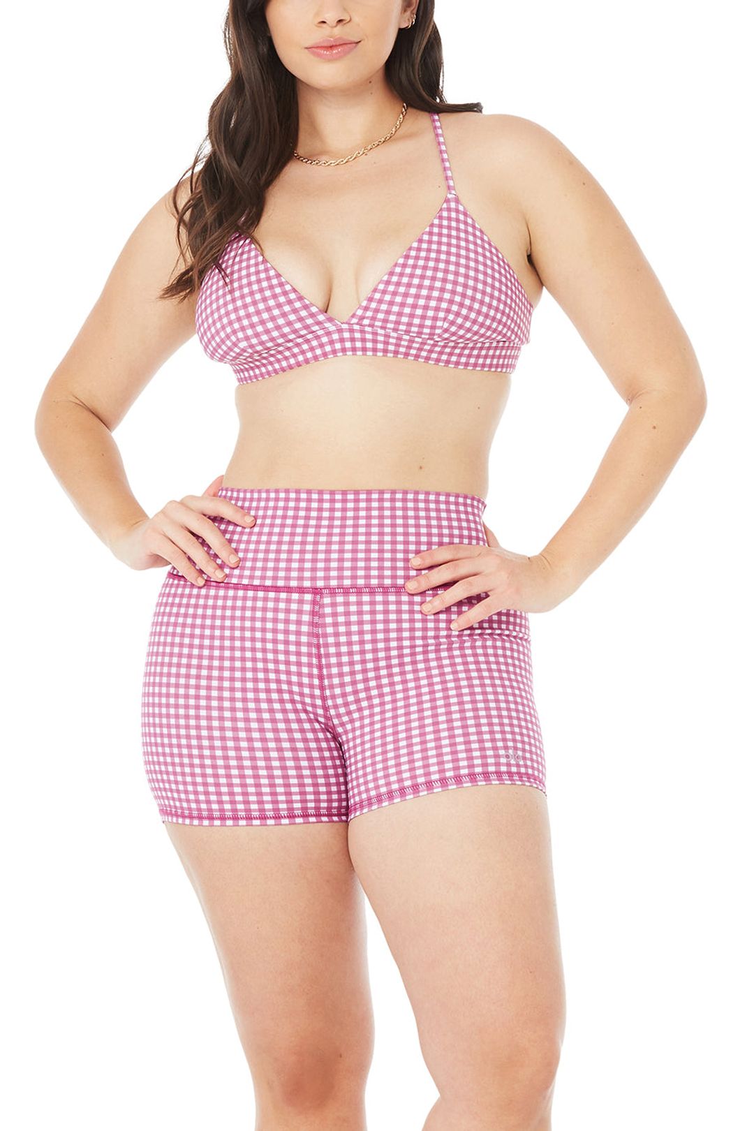 4" Vapor High-Waist Gingham Short - Raspberry Sorbet #8