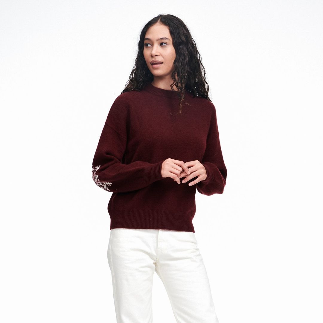 Cashmere Snowflake Crewneck Sweater #13