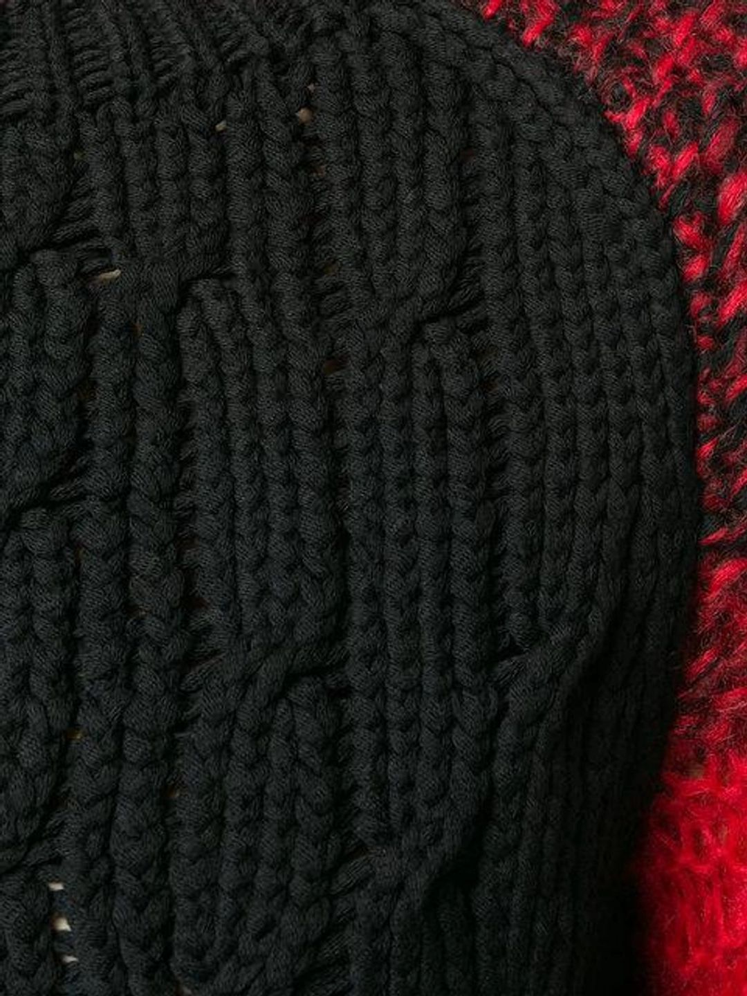 Patchwork Cable-knit Crewneck Wool Sweater In Black #10