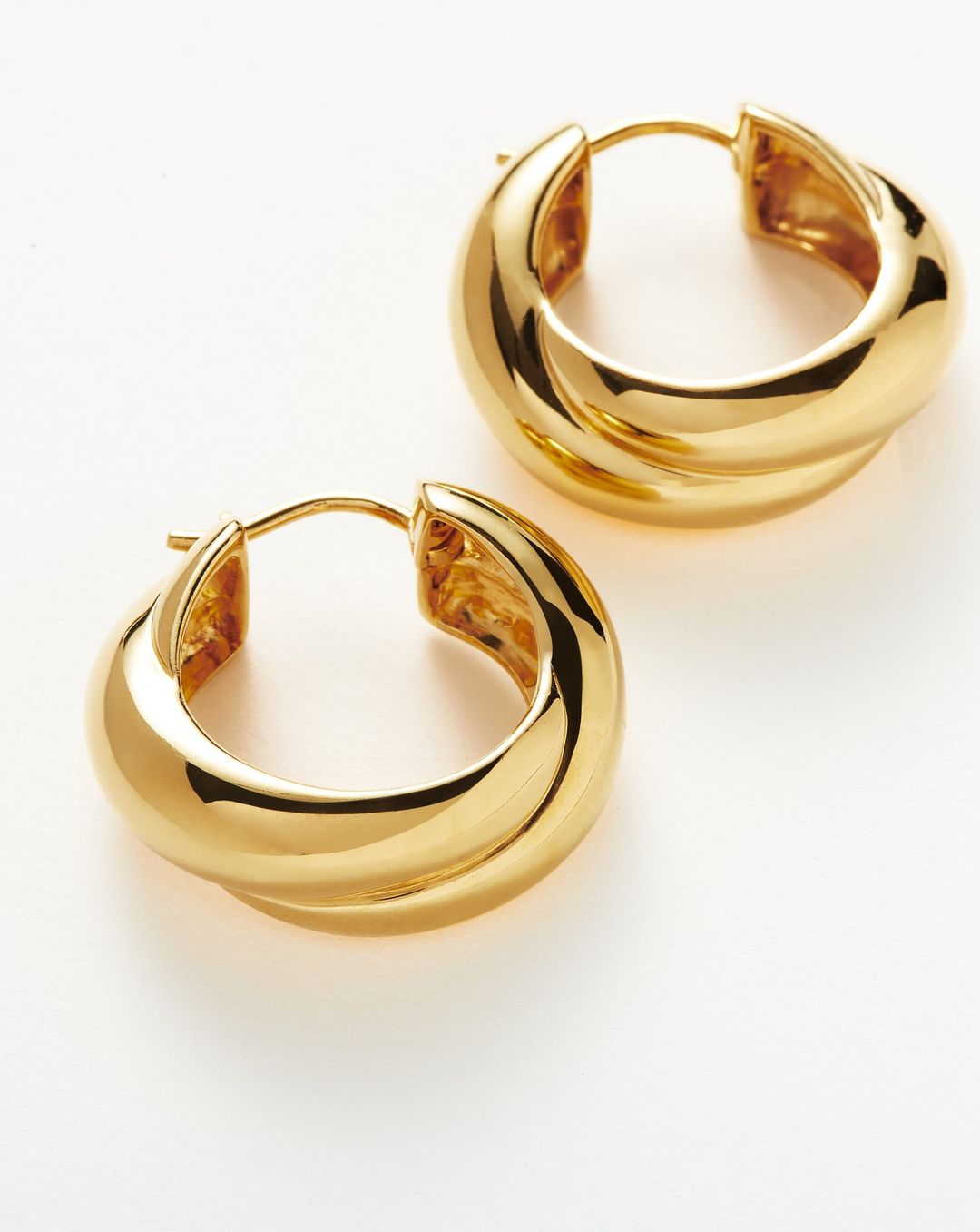 Lucy Williams Chunky Medium Entwine Hoop Earrings | 18ct Gold Plated #4