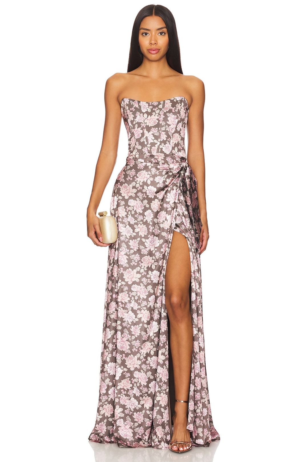 Cecilia Dress in Chocolate Peony Print