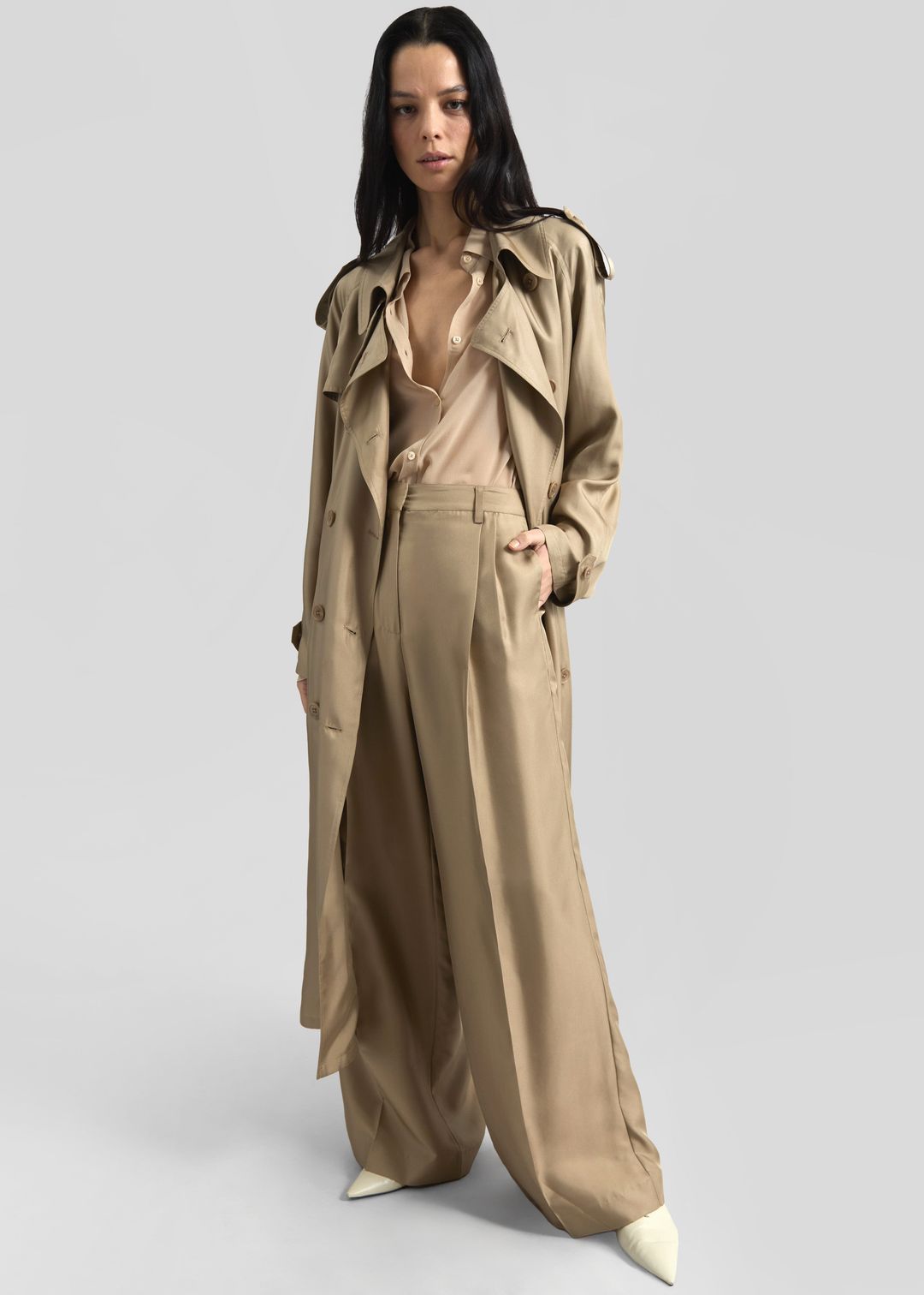 Veyron Silk Trench - Beige #5