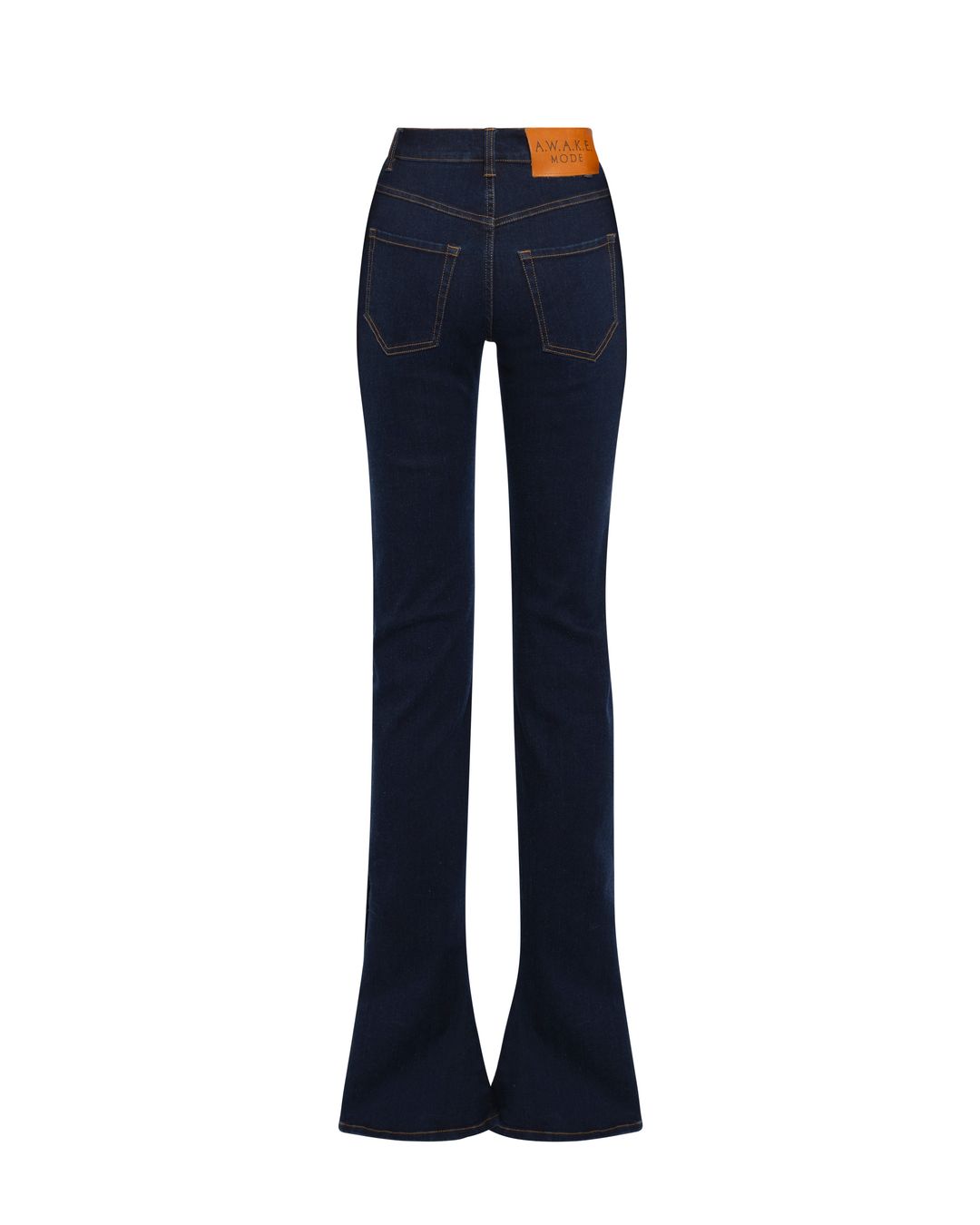 Fitted Stretch Flared Jeans With Side Slits Indigo Rinse Wash #3