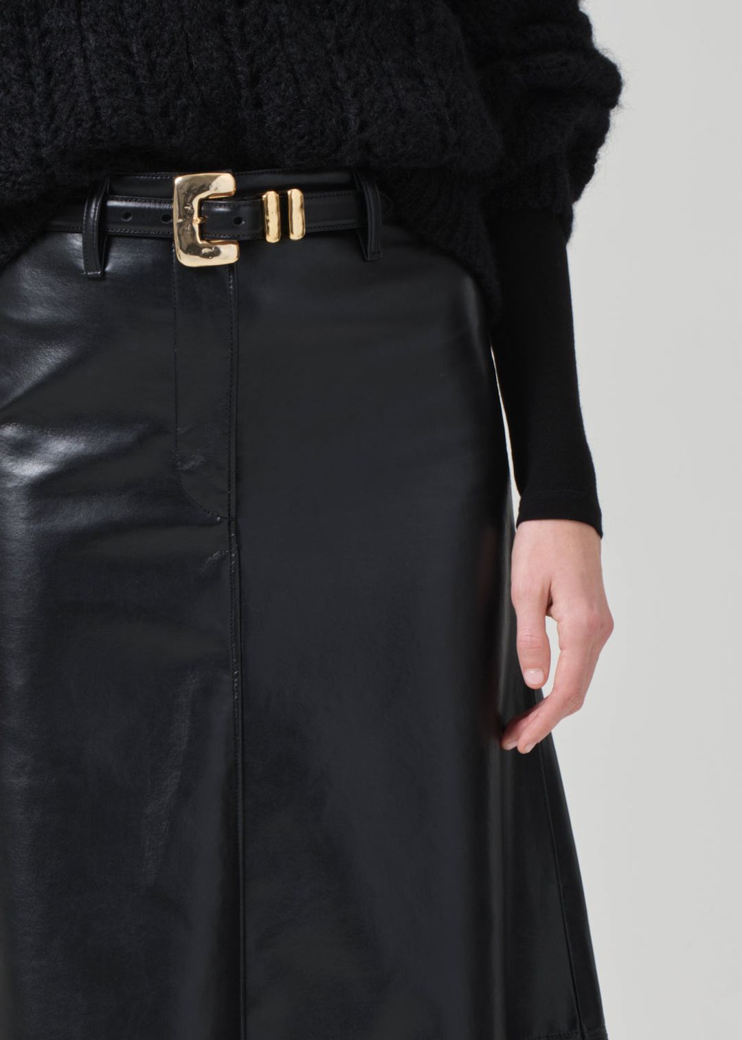 Cassia Leather Skirt in Black #5