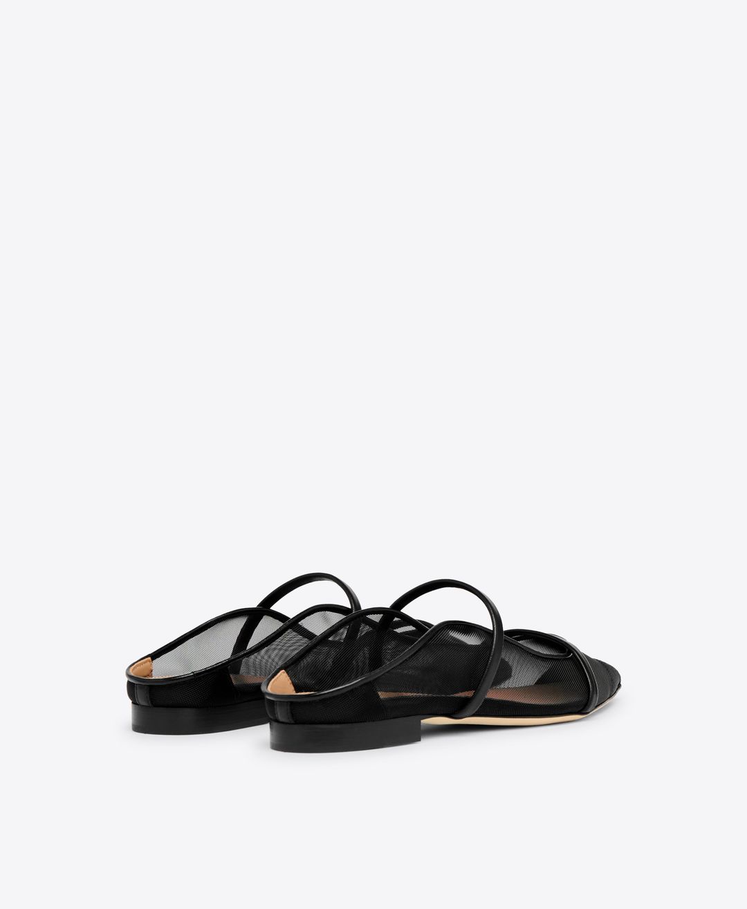 Maureen Flat - Black Mesh Flat Mules with Nappa Leather Straps #3
