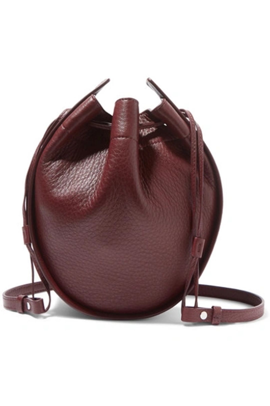 Drawstring Deerskin Leather Pouch Bag In Burgundy #3