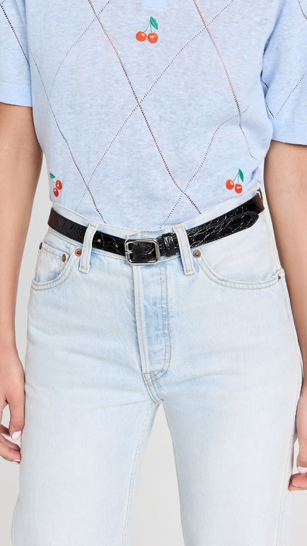 Beni Circular Croco Embossed Leather Belt #4