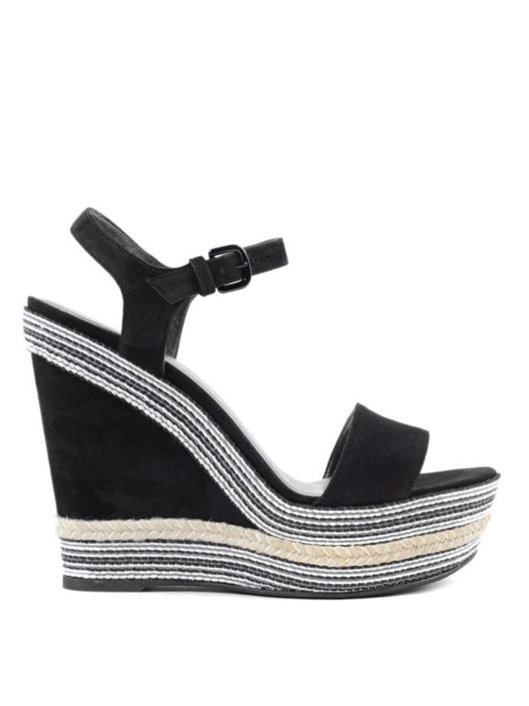 Striped rope wedge sandals