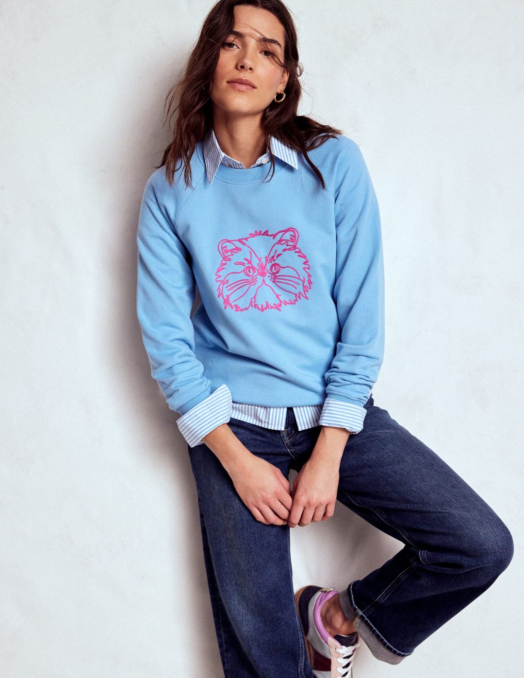 Rosa Embroidered Sweatshirt-Grumpy Cat