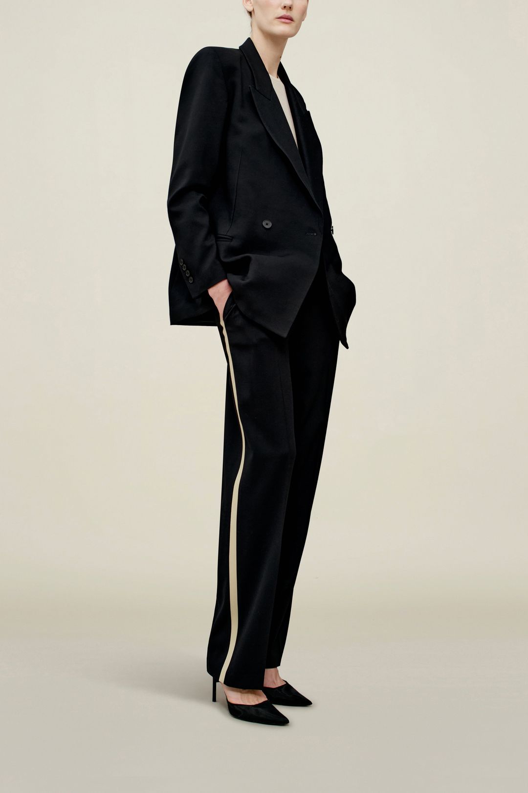 Phoebe Tuxedo Trouser in Wool Combo #6