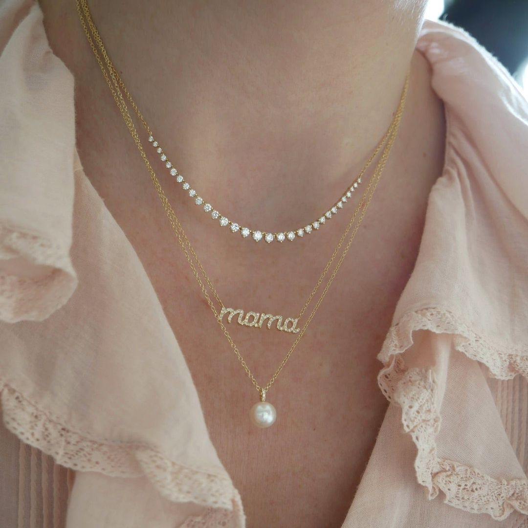 Diamond Script Mama Necklace #10