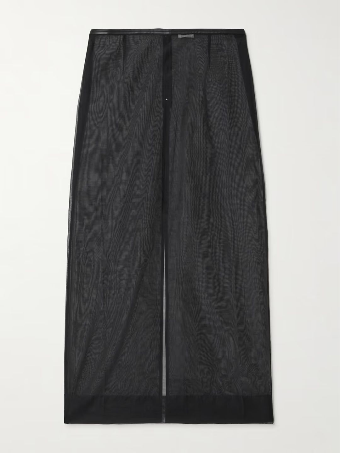 Leather-trimmed organic cotton-blend tulle maxi skirt