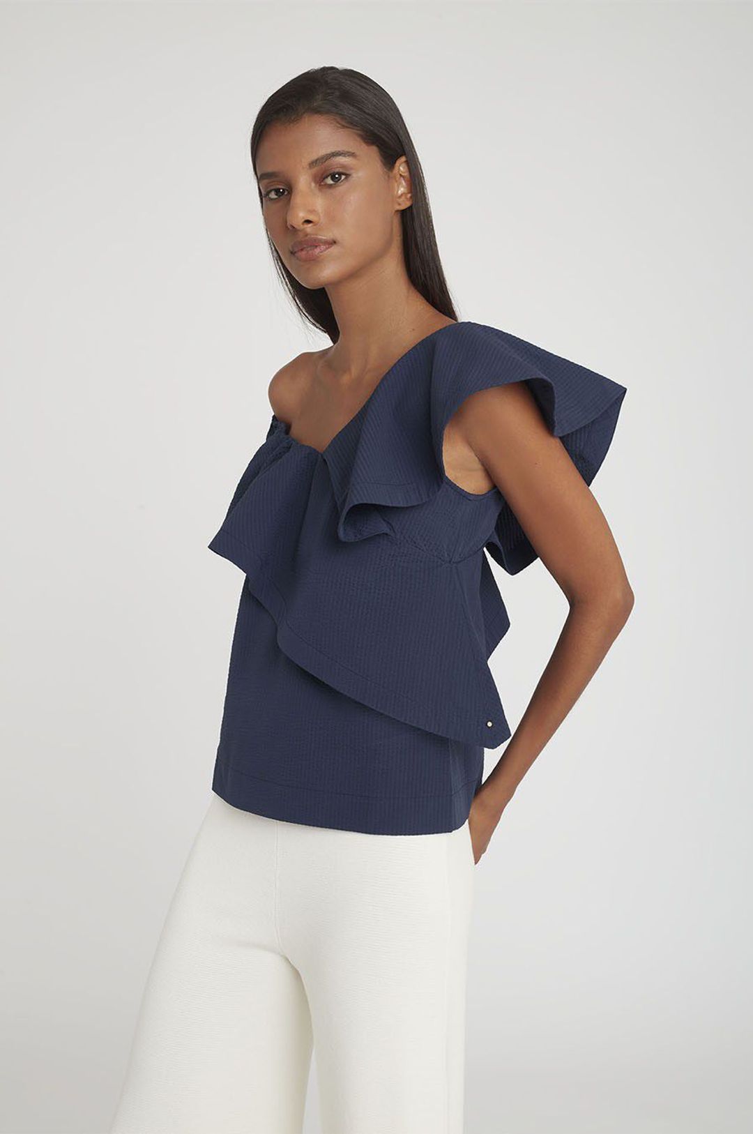 Seersucker Flounce Top #9