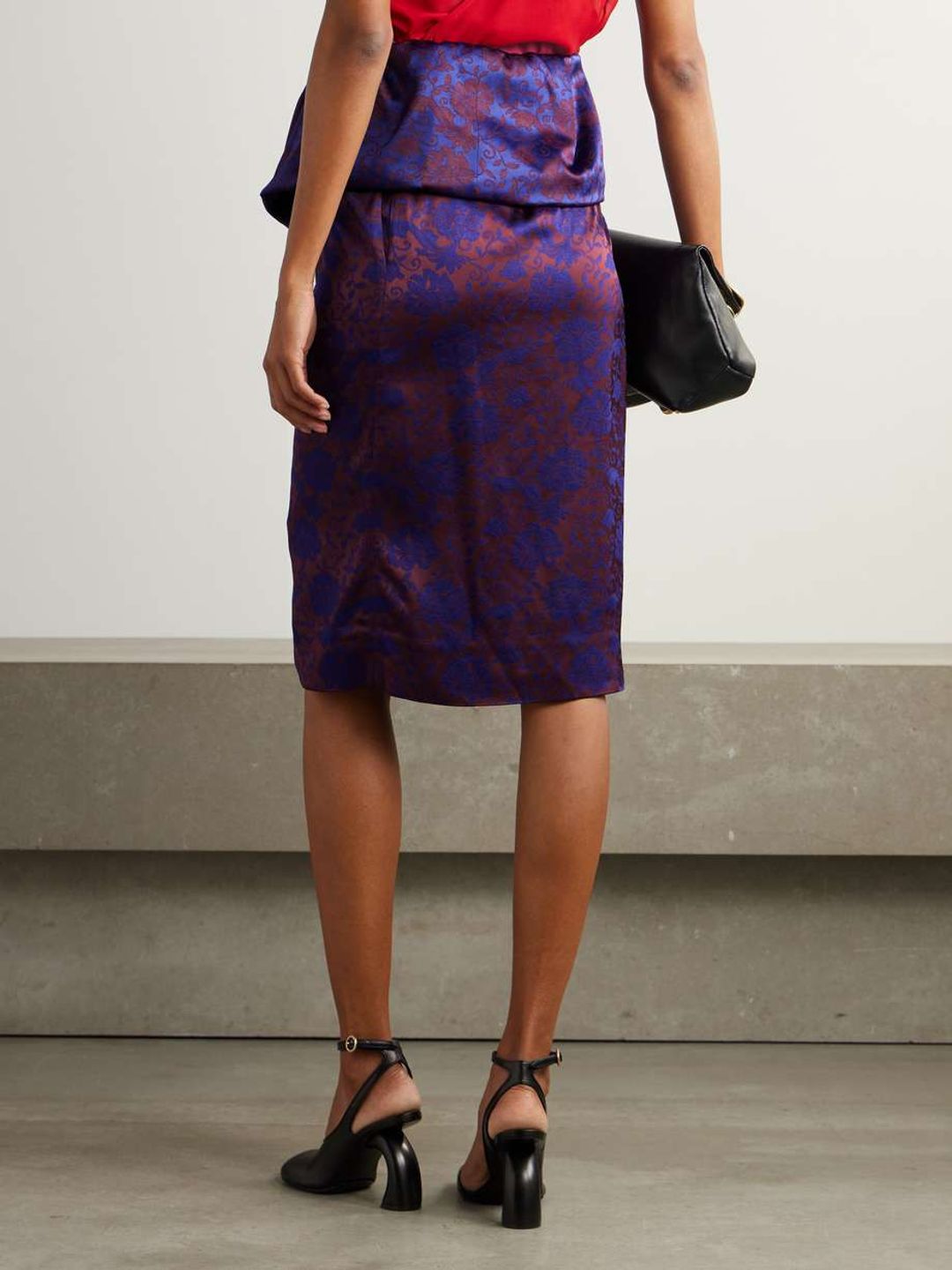 Wrap-effect satin-jacquard midi skirt #3