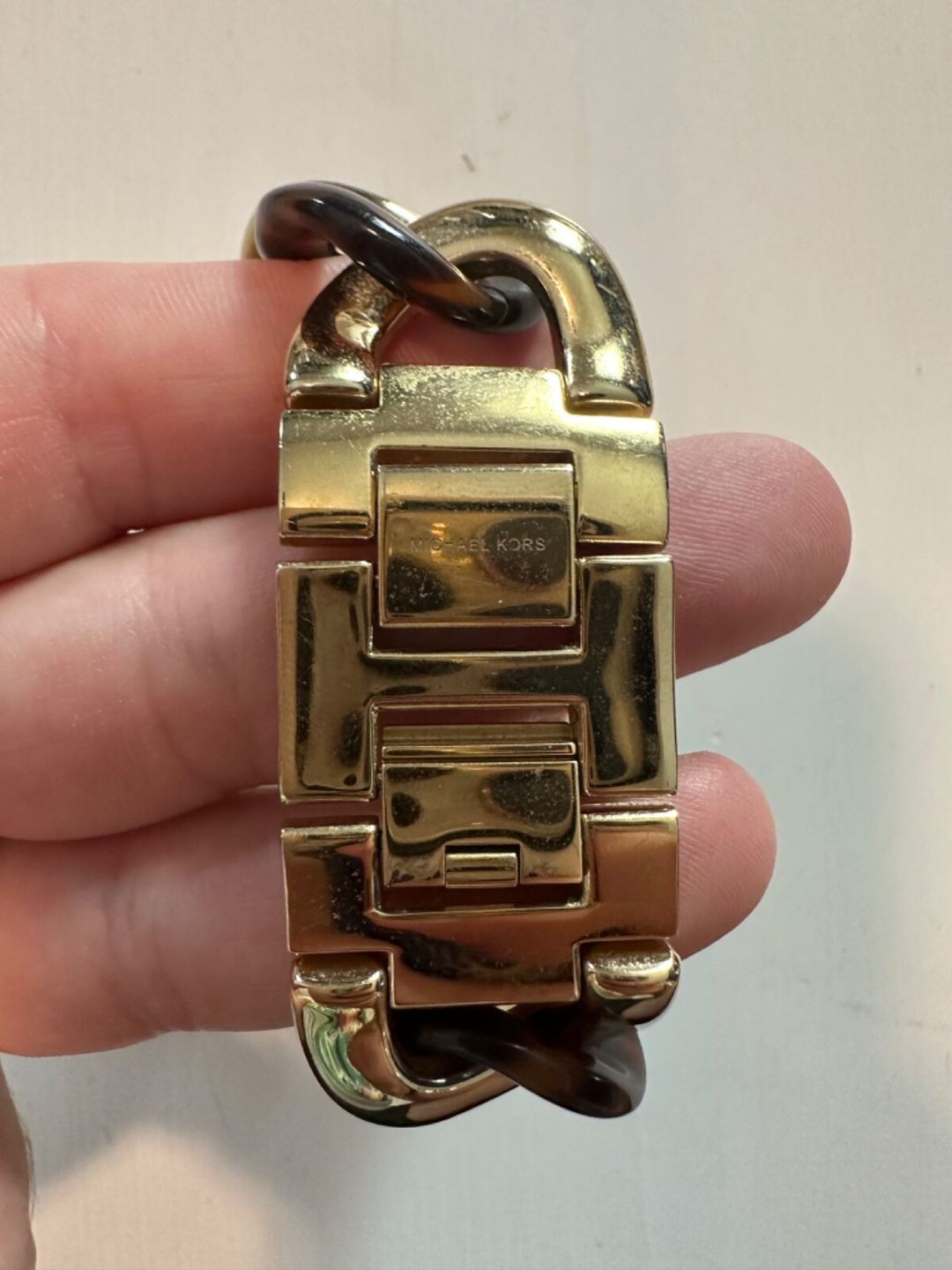 Tortoise & Gold Chain Link Michael Kors Watch #7