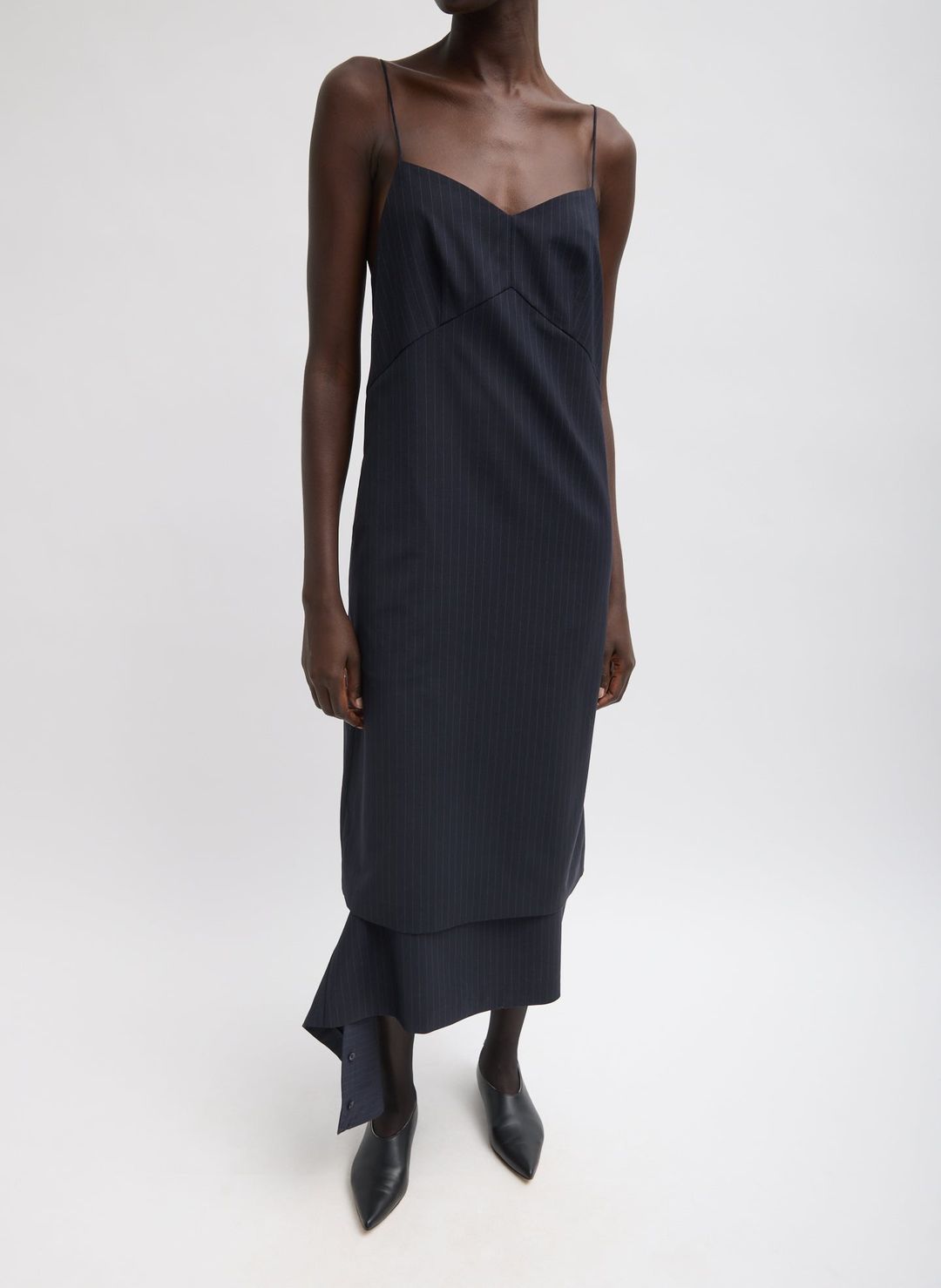 Mier Pinstripe Convertible Slip Dress