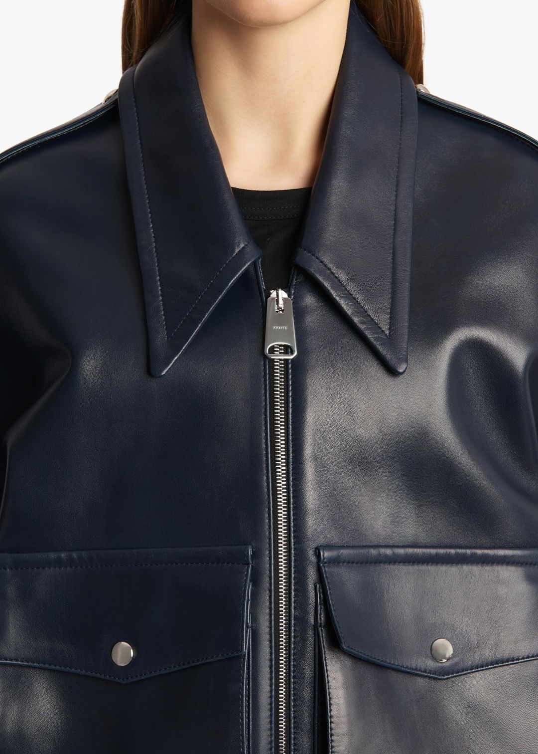 Owey Jacket in Dark Navy Leather #5
