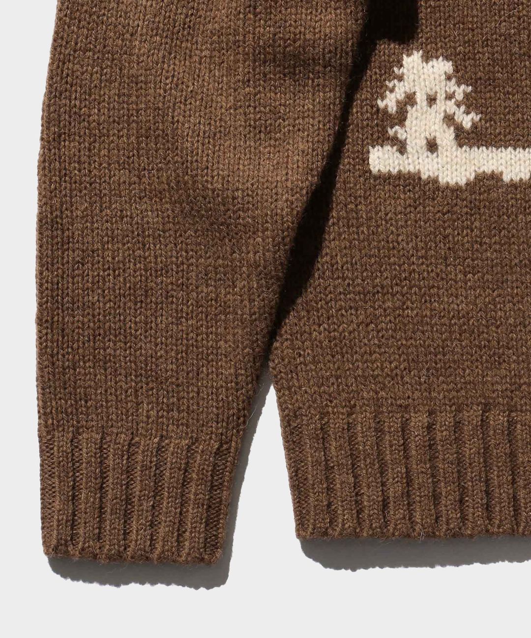 BEAMS Plus Crew Neck Intarsia 3G in Brown #4