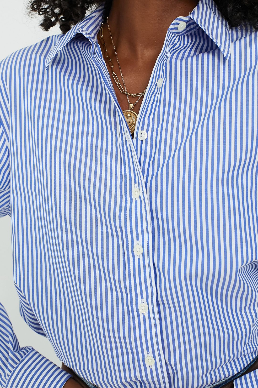 Blue and White Stripe Boyfriend Shirt #5