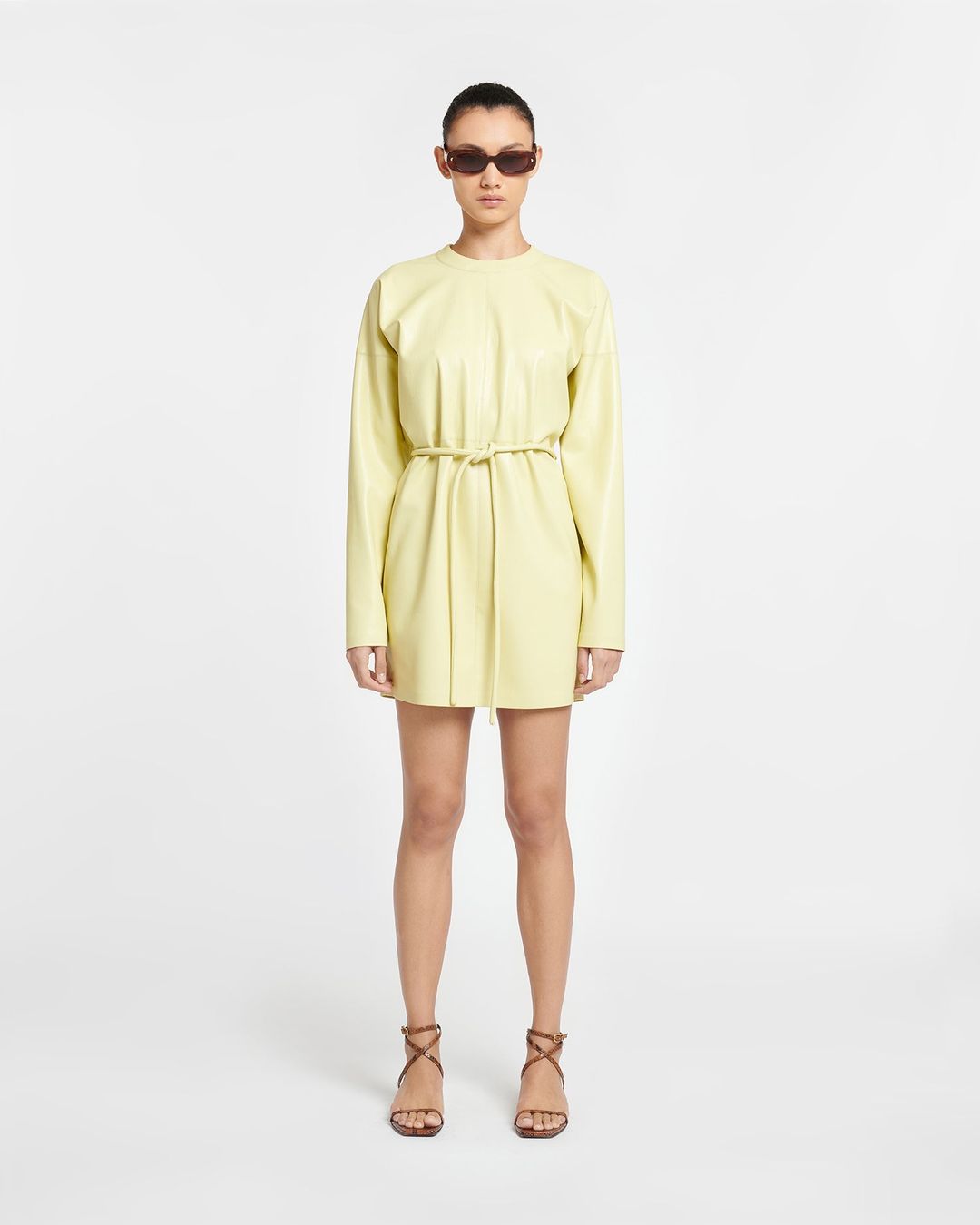 Vanessa - Okobor™ Alt-Leather Mini Dress - Lemongrass #3