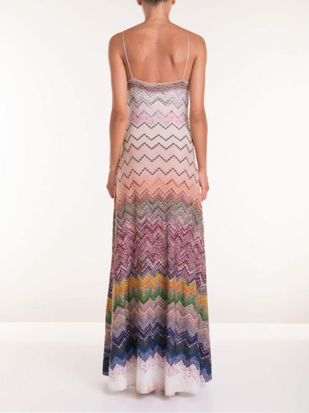 Chevron pattern wool blend long dress #4