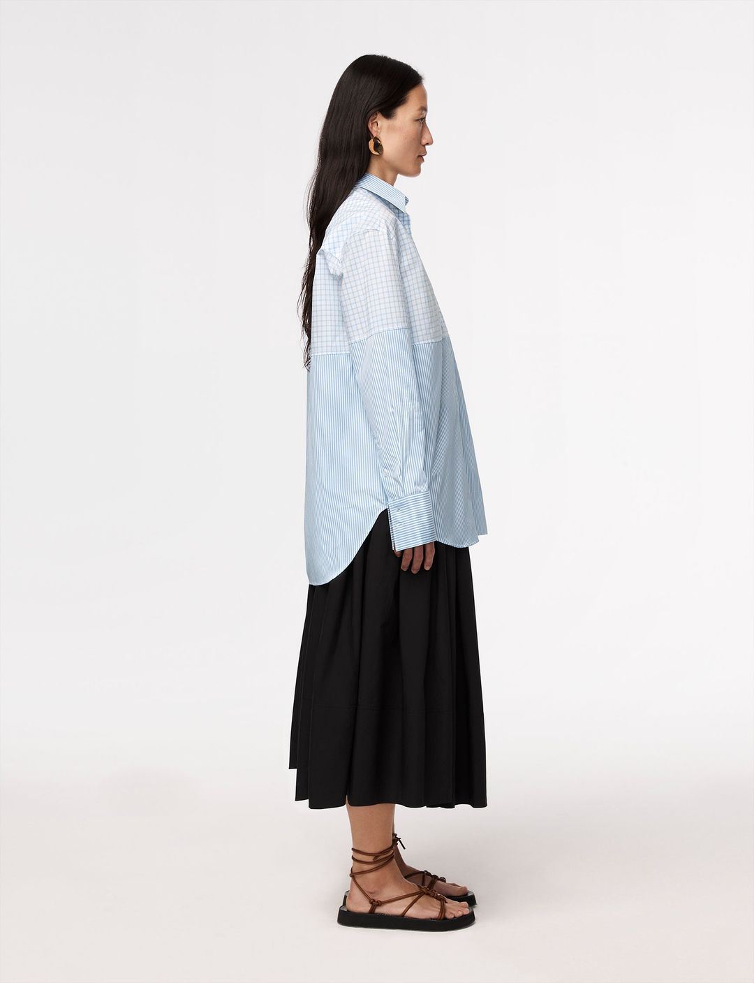 Pattern Oversized Men's Shirt | White/Blue #3