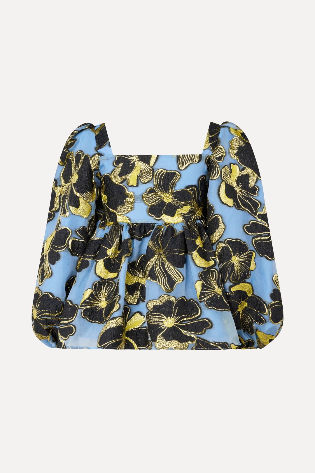 Square Neck Long Sleeve Top - Blue Anemone Jacquard #4