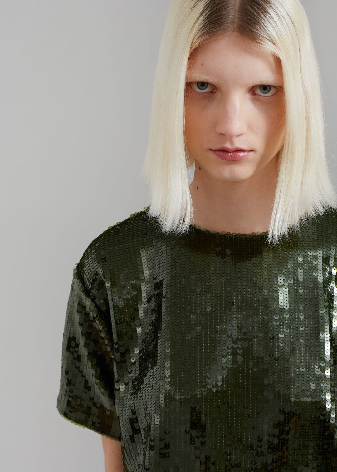 Riley Sequins Tee Mini Dress - Olive #7