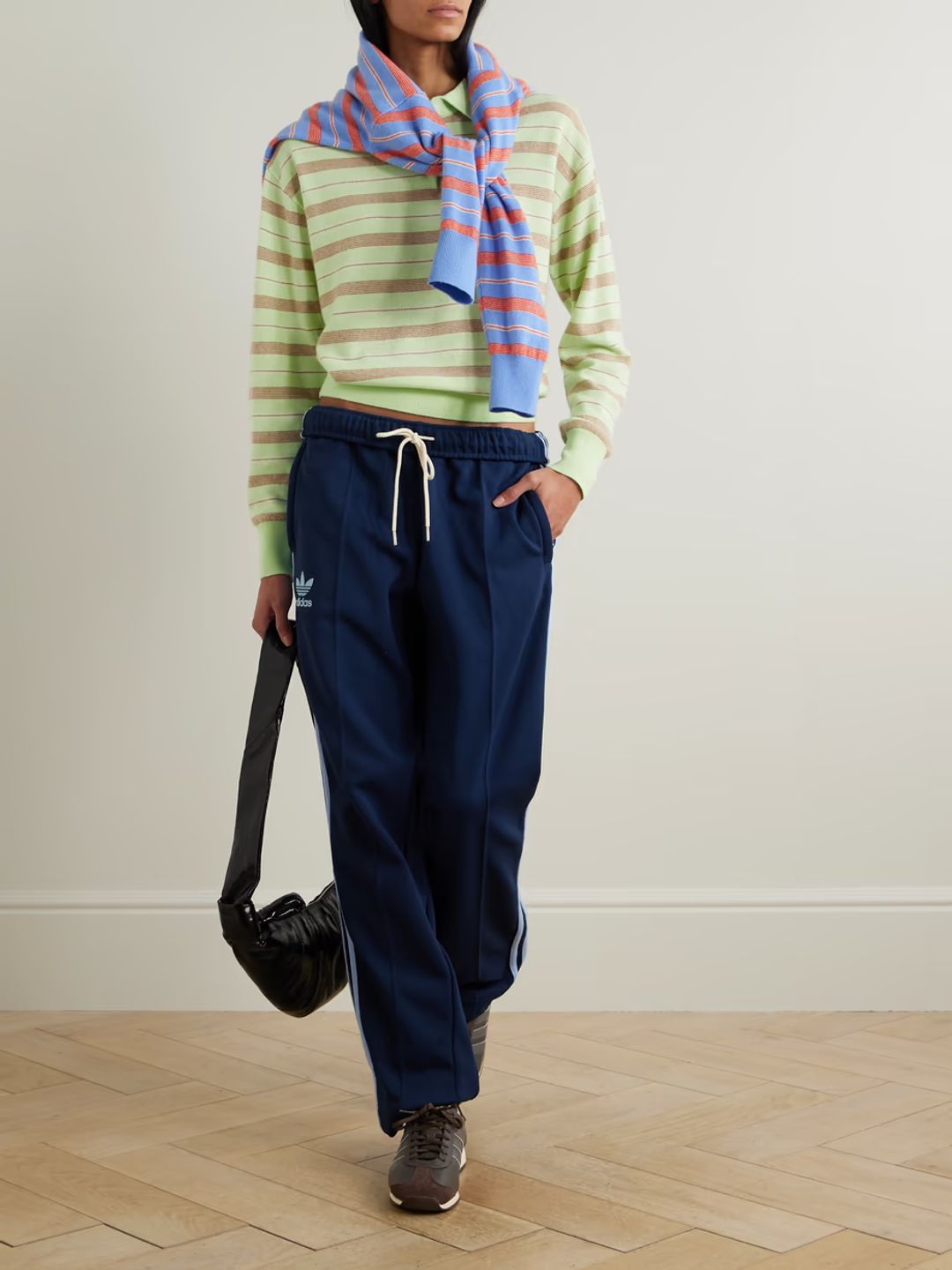 Striped cashmere polo sweater